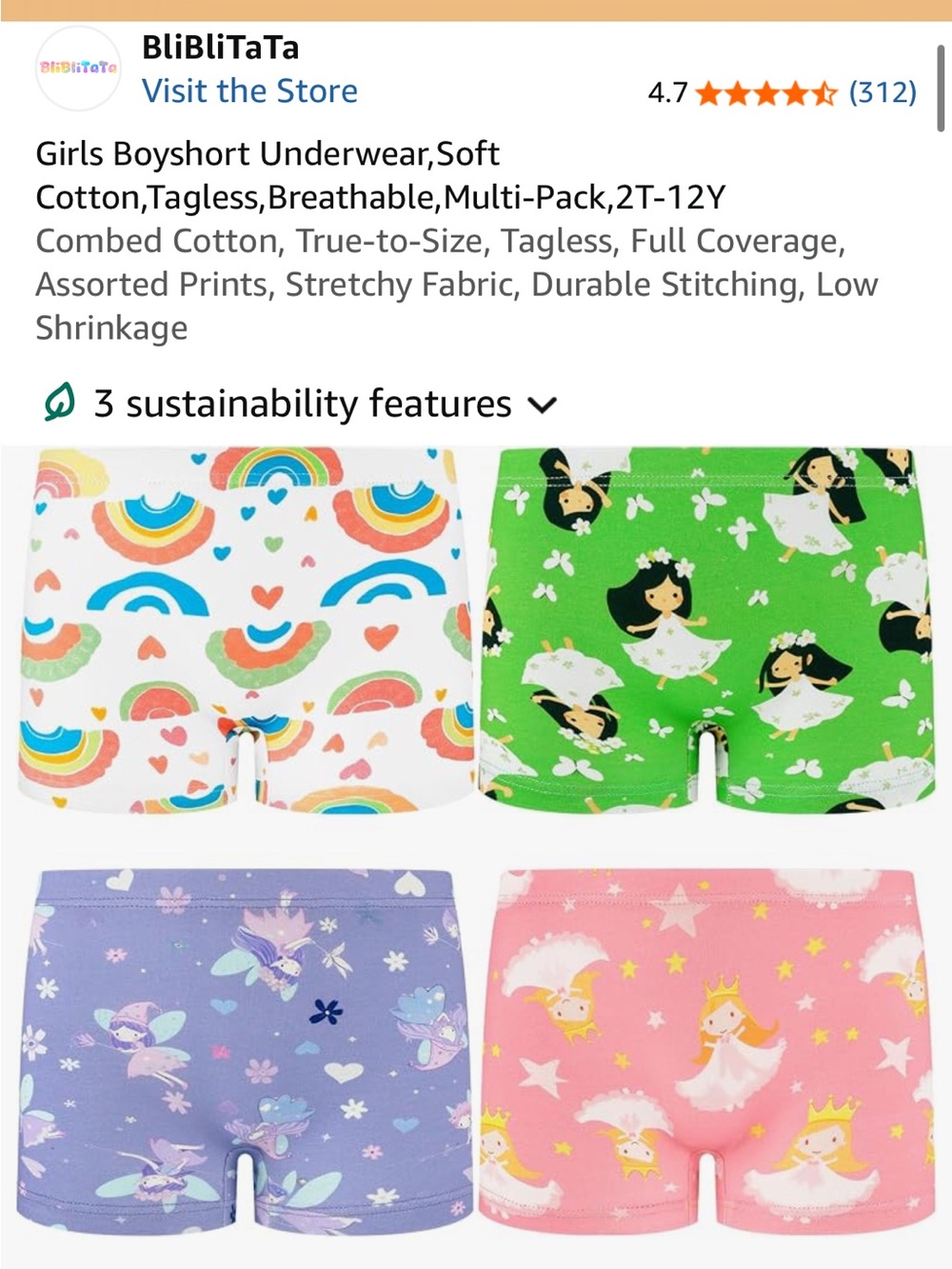 Girls 6-Pack Cotton Underwear Fun Prints – New with Tags